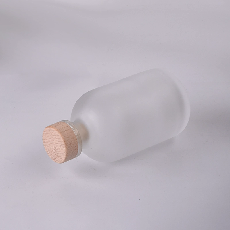 9oz glass frosted diffuser reed bottle with wooden cork