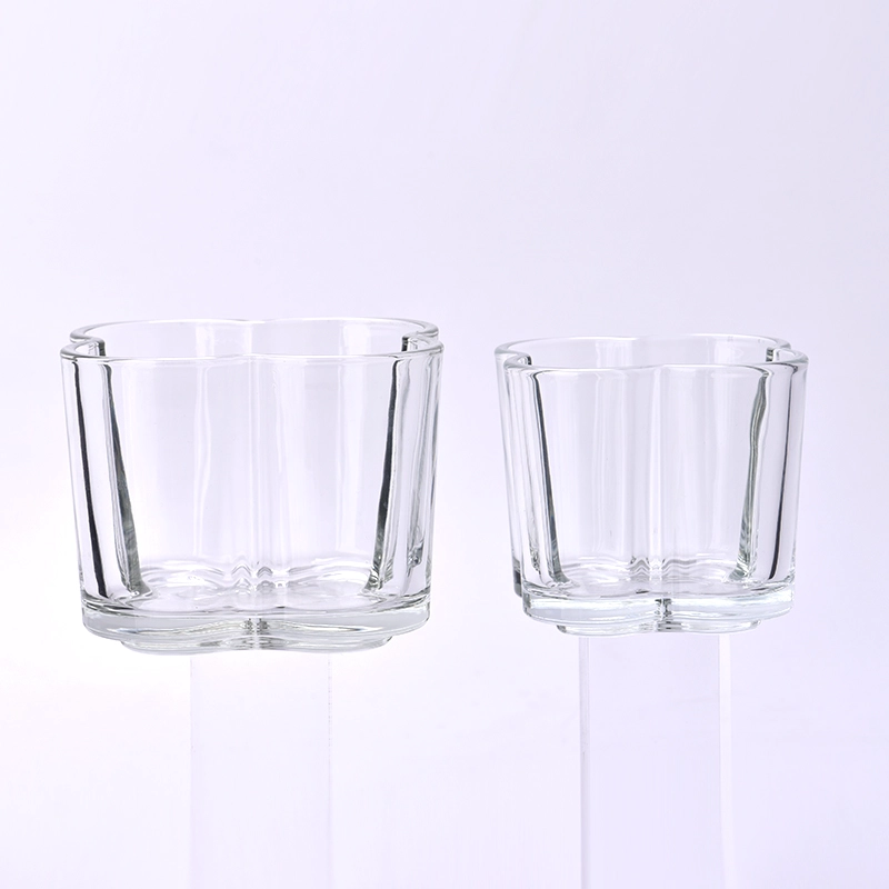 Clear flowers shape glass candle vessel wholeale