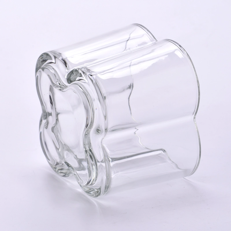 Clear flowers shape glass candle vessel wholeale