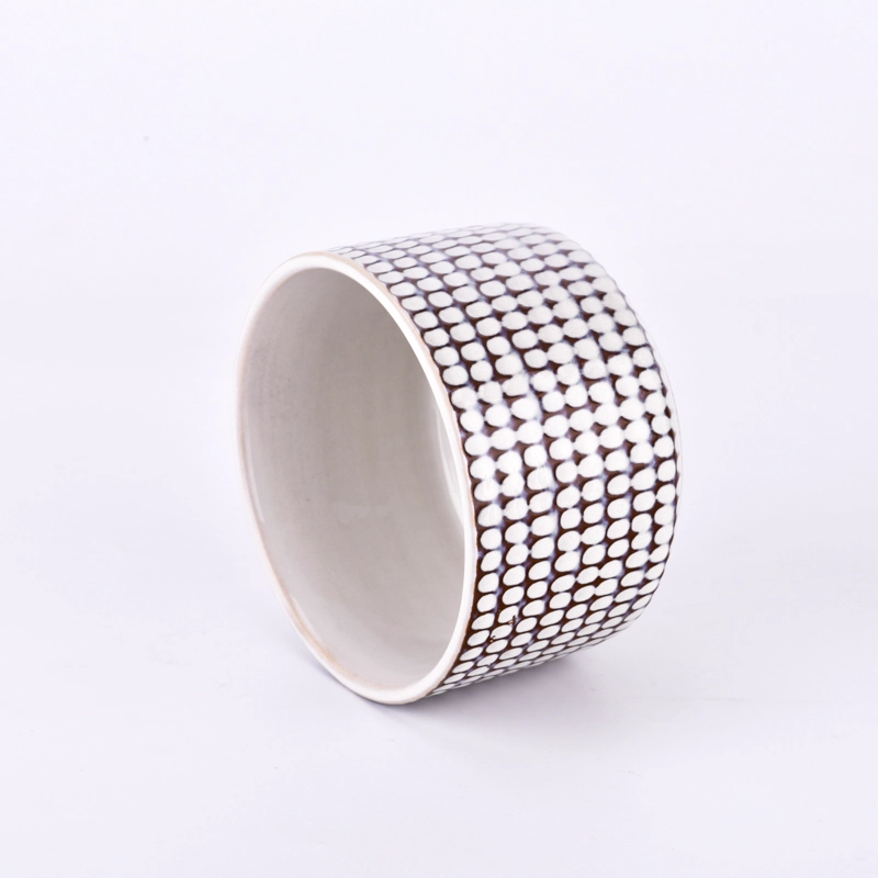 Deboss pattern ceramic candle bowl for home wax 