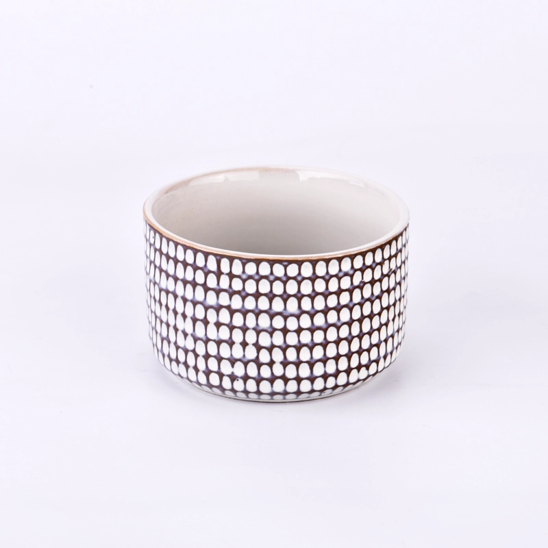 Celebrity tradition grid pattern ceramic candle jars 