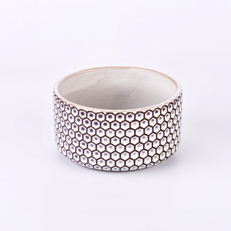 Celebrity tradition grid pattern ceramic candle jars 