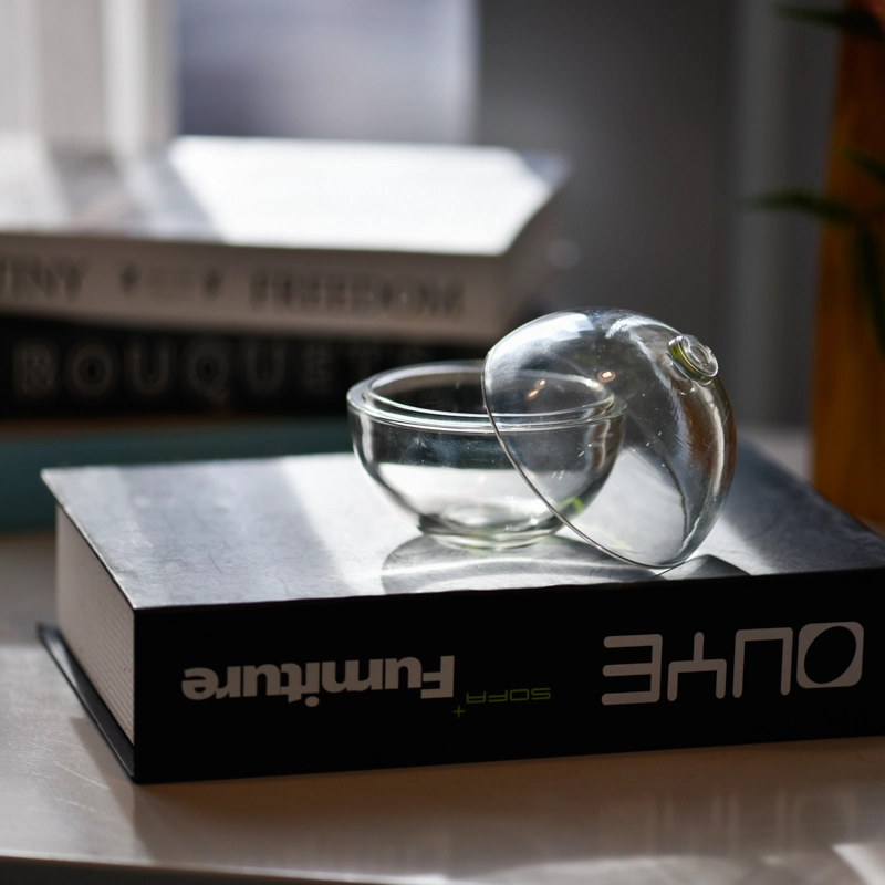 Unique round shape glass candle jar wholesale