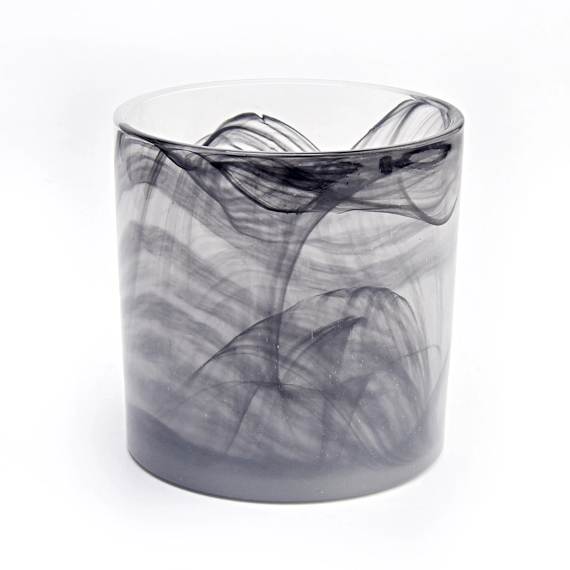 Luxe zwarte glazen kaarsenpot met uniek design groothandel