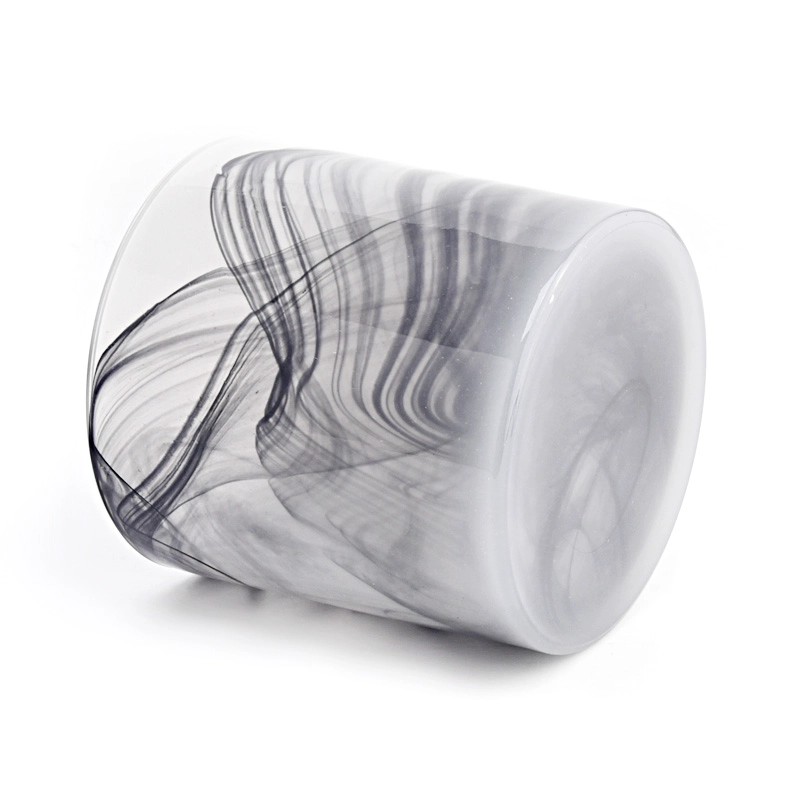 Luxe zwarte glazen kaarsenpot met uniek design groothandel