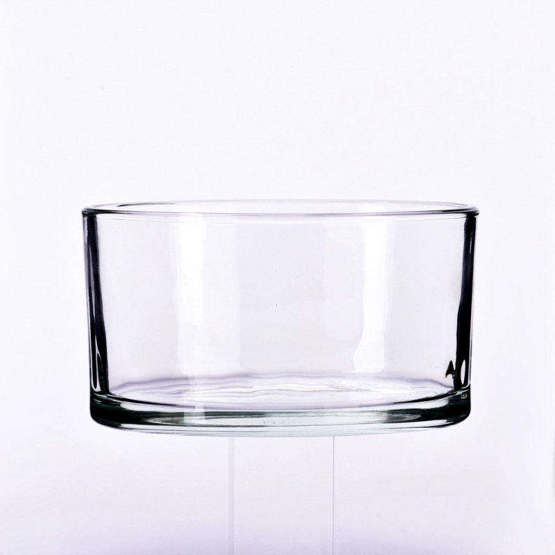 Wholesale 650ml 730ml custom oval shape  glass candle holder for scented candle jars with glass lid 