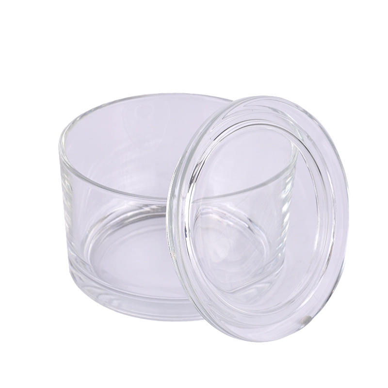 hot sales 3 wicks glass candle jar with glass lid