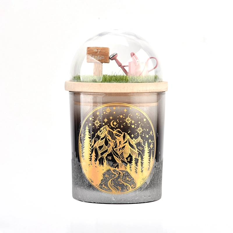 Wholesale luxury wood candle lid with miniature glass dome Wholesale luxury wood candle lid with miniature glass dome