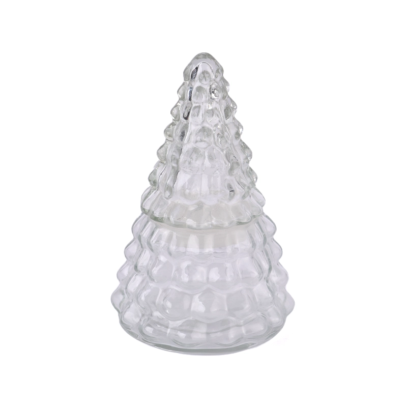 Christmas tree glass candle jars and lids for scent candle