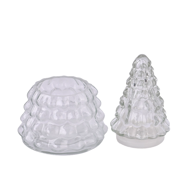 Barattoli di vetro per candele albero di Natale e coperchi per candele profumate