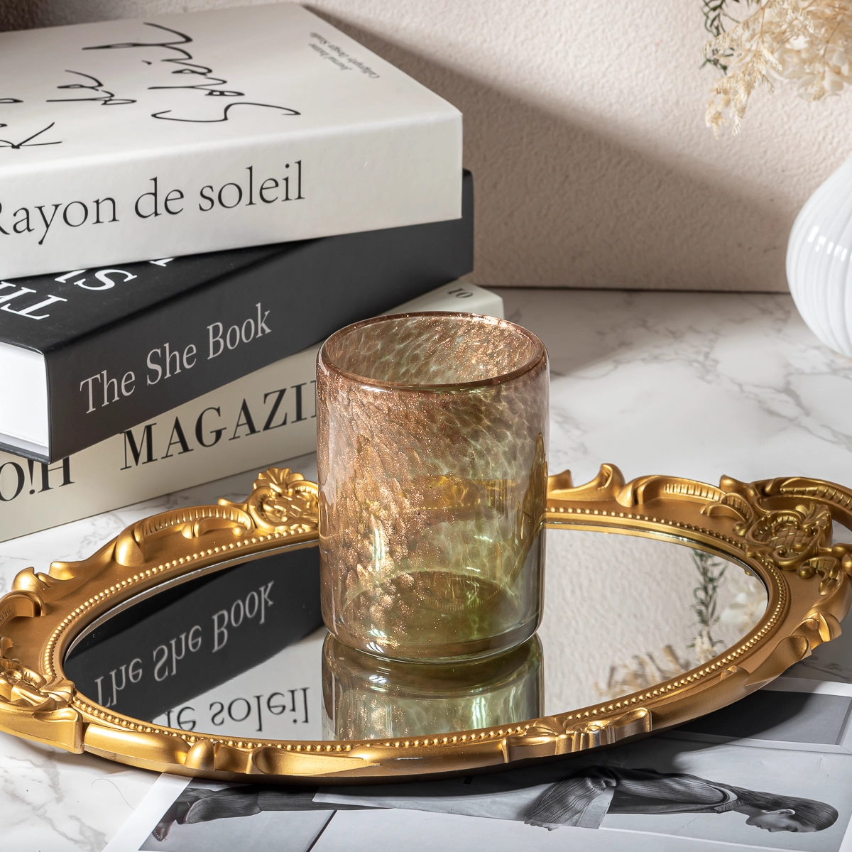 Mouth blown glass candle jars with case glass material for wholesale