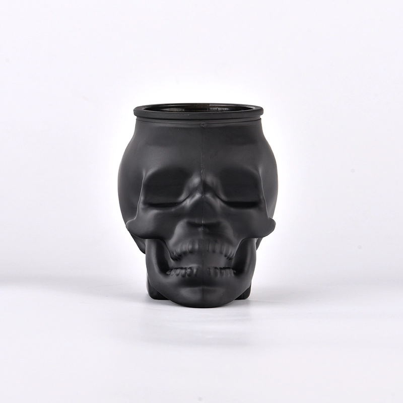 holiday matte black skull glass candle holder holiday matte black skull glass candle holder
