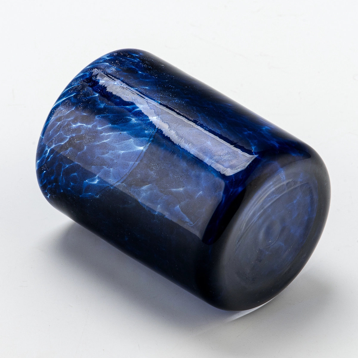 Wholesale mouth blown case glass with blue color for soy wax