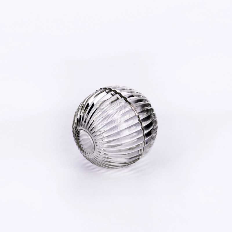 Supplier 100ml ball-shaped vertical stripe transparent glass candle jar with hemispherical lid Supplier 100ml ball-shaped vertical stripe transparent glass candle jar with hemispherical lid