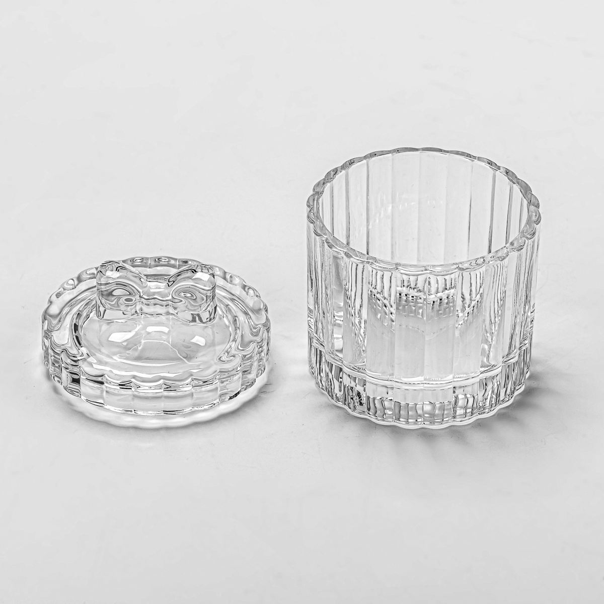Small strip glass candle jars with glass lids for wholesale - COPY - amesrr