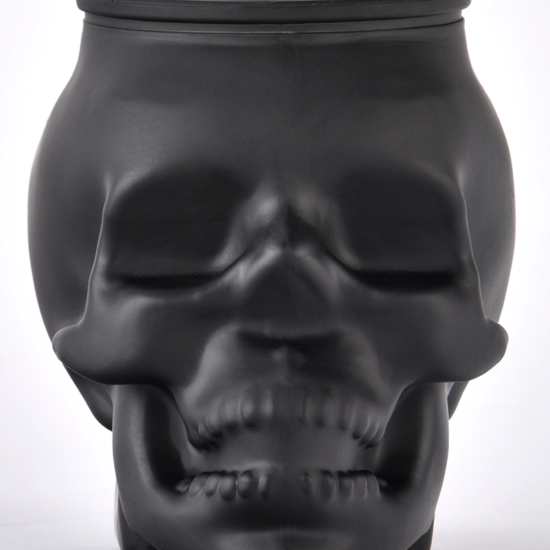 skeletová sklenená nádoba na sviečku na sviatok Halloween