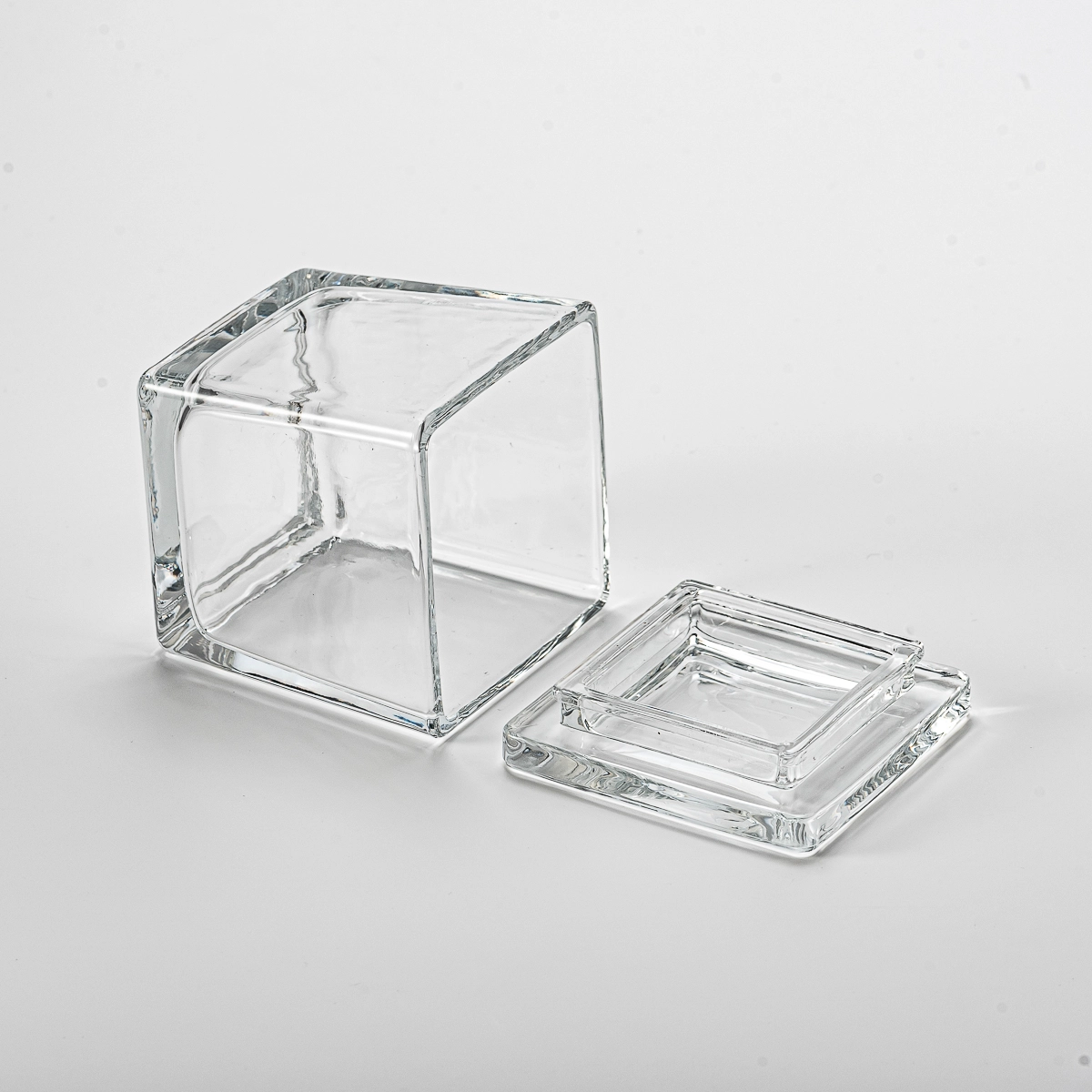 9oz square clear glass candle jar with glass lid 9oz square clear glass candle jar with glass lid
