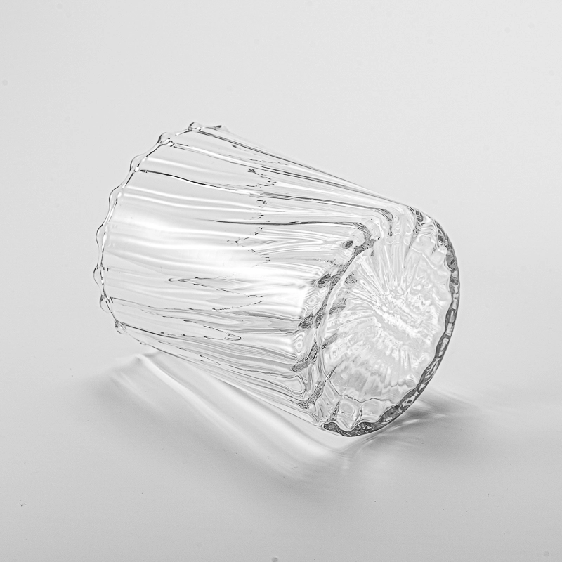 Wholesale clear striped glass candle jars for home decoration
