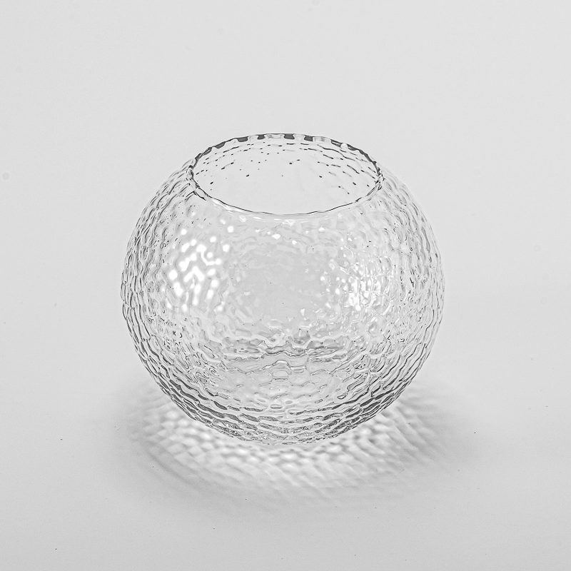 Luxury transparent round shape glass candle jar wholesale