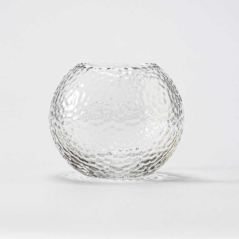 Luxury transparent round shape glass candle jar wholesale