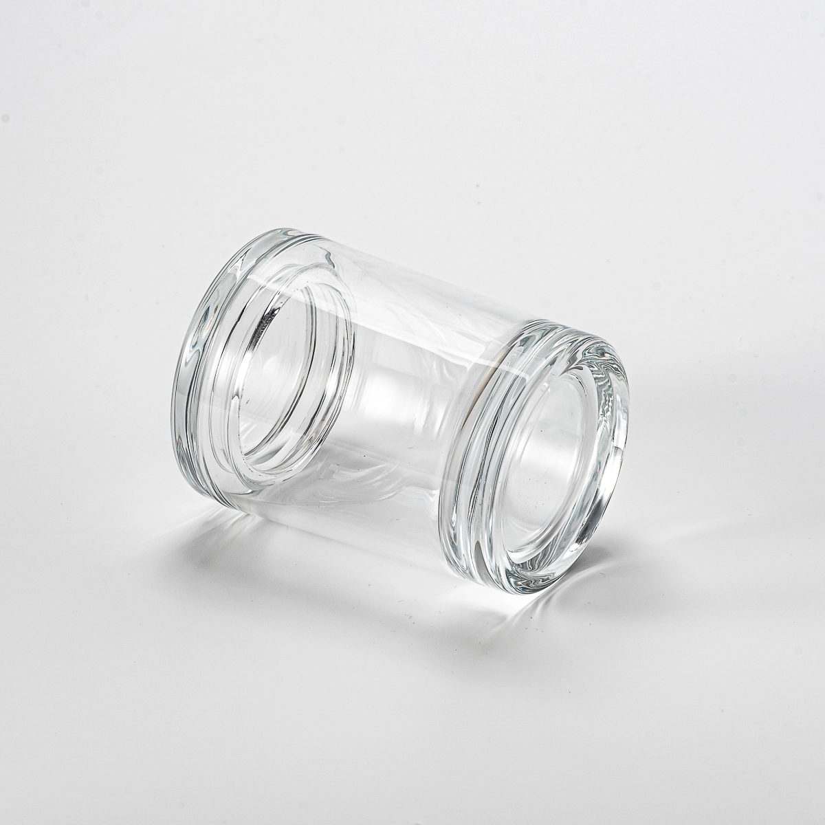 jarra de vela de vidrio transparente vacío con tapa de vidrio al por mayor