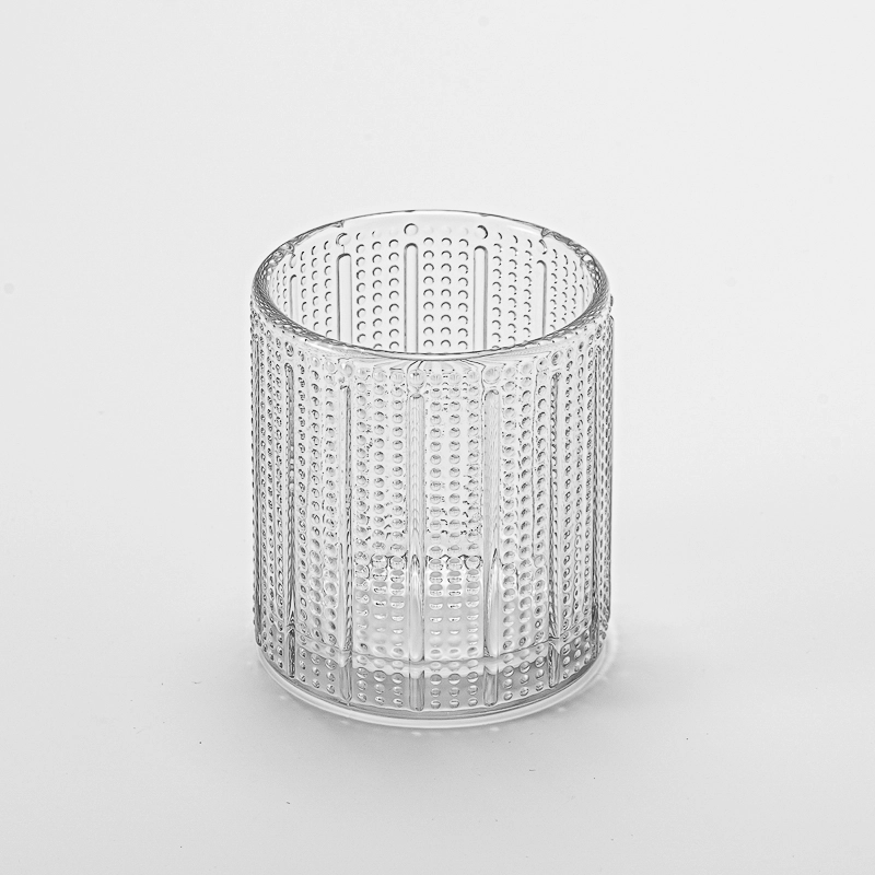 300ml clear glass candle jar with stripe home decor