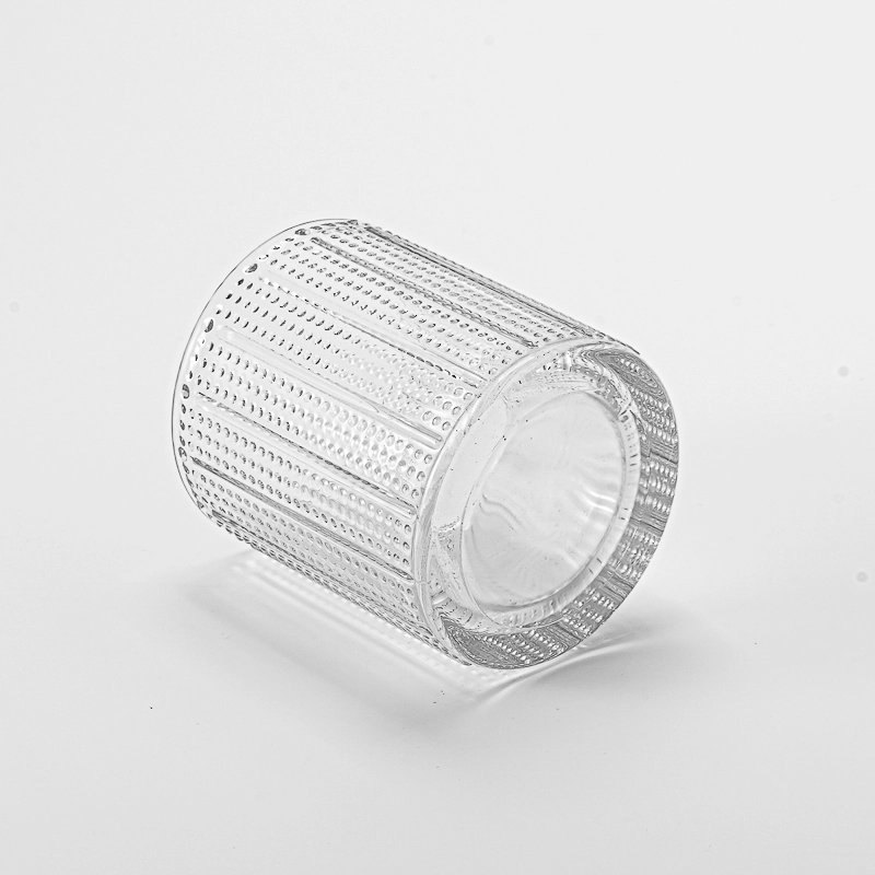 300ml clear glass candle jar with stripe home decor
