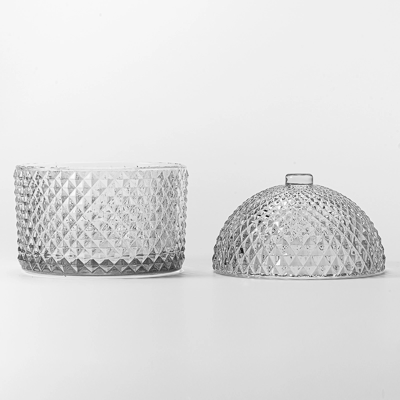 Wholesale luxury empty glass candle container with lid