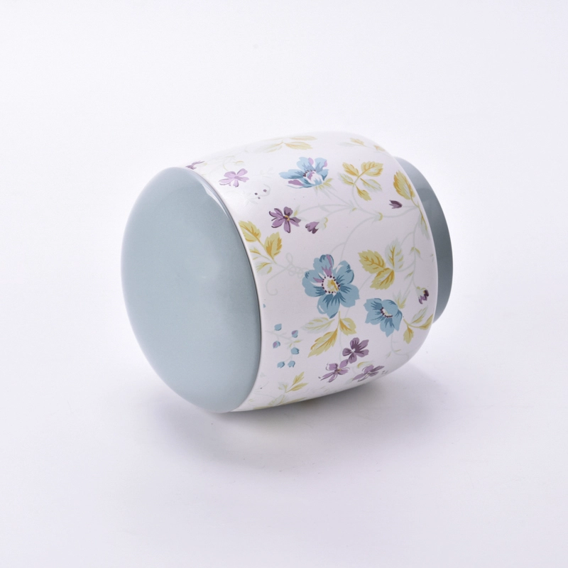 Wholesale 5oz 6oz 8oz 10oz 12oz Beautiful Printing Ceramic Candle Vessel With Lids Wholesale 5oz 6oz 8oz 10oz 12oz Beautiful Printing Ceramic Candle Vessel With Lids