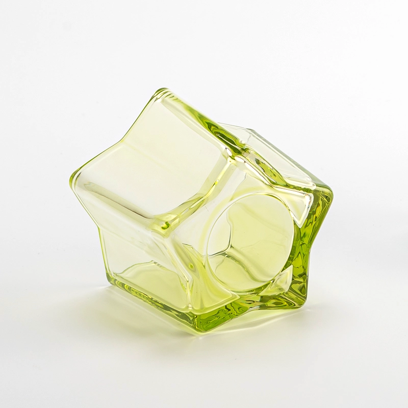 4 oz scented candle green glass container star shape