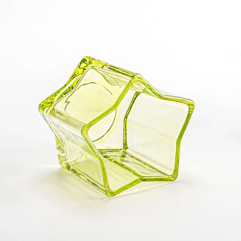 4 oz scented candle green glass container star shape