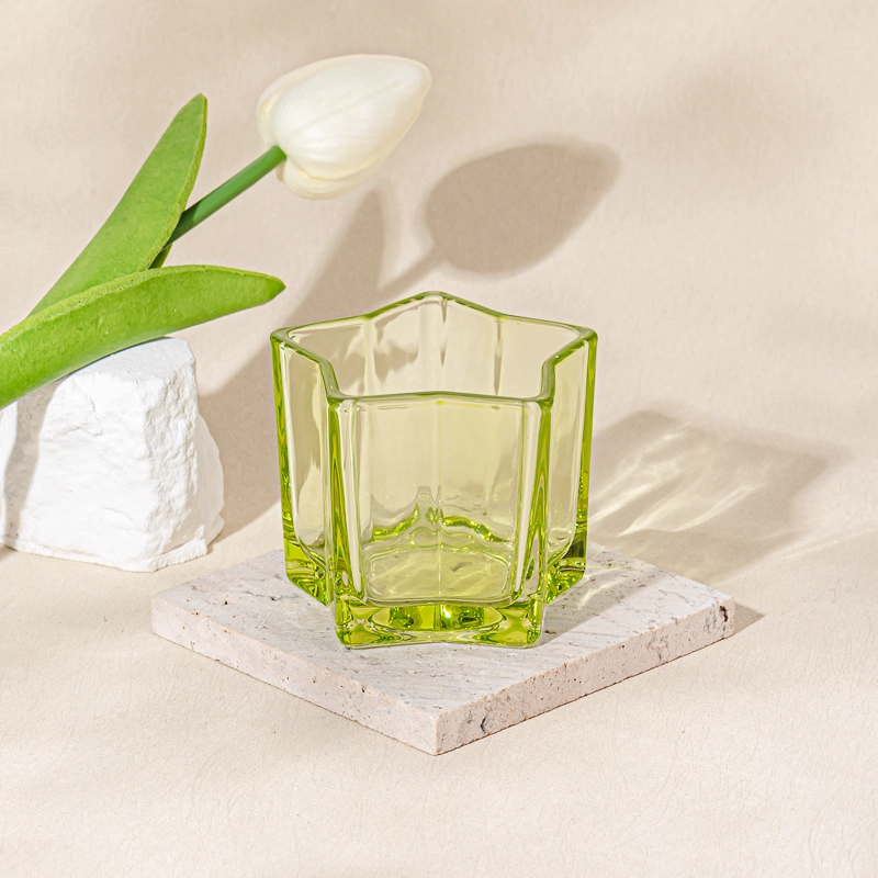 4 oz scented candle green glass container star shape