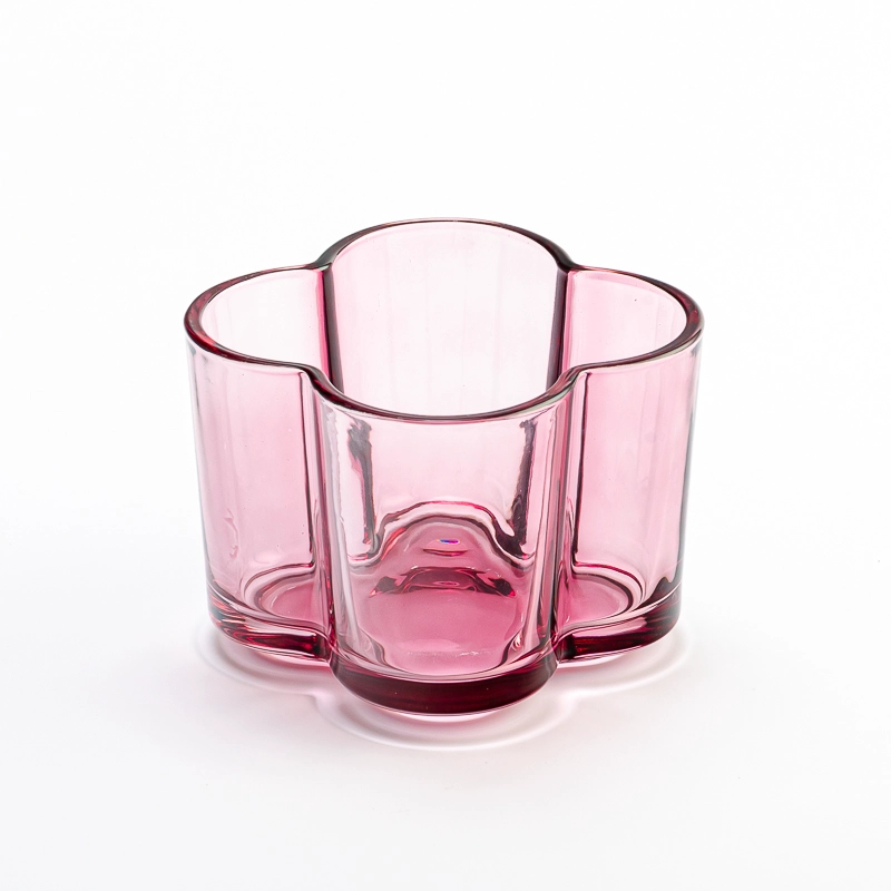 Wholesale 500ml Flower Shaped Transparent Glass for Candle Making