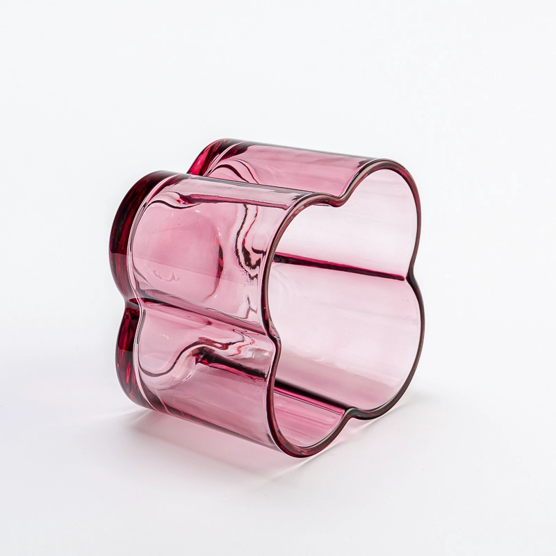 Wholesale 500ml Flower Shaped Transparent Glass for Candle Making