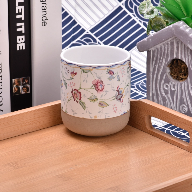 Estilo popular belo decalque de 10 onças de vaso cerâmico aroma de vela de vela