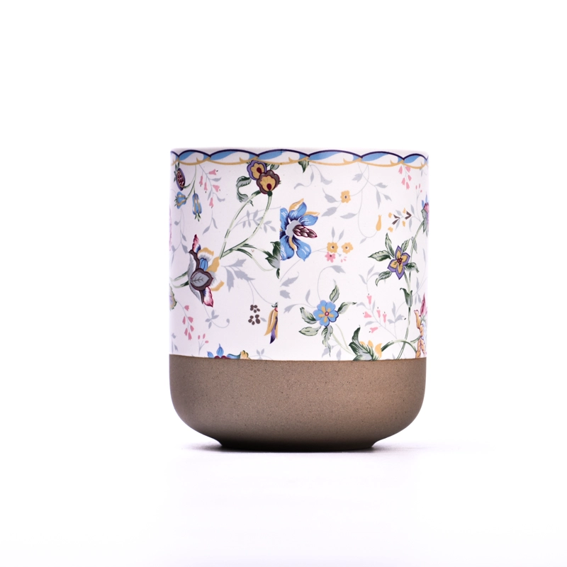 Estilo popular belo decalque de 10 onças de vaso cerâmico aroma de vela de vela