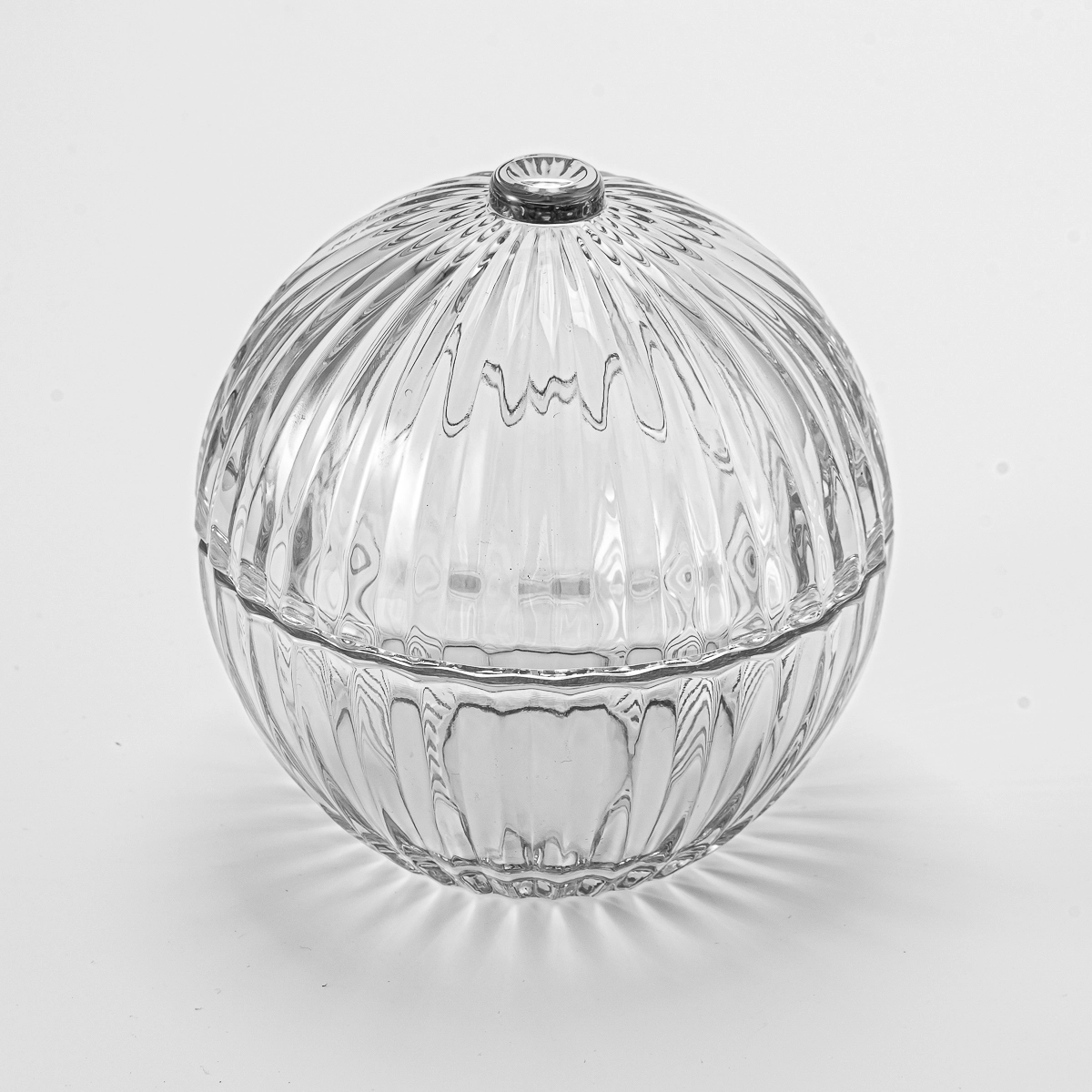 Großhandelschalen-förmige, Striped Transparent Glass Candle Dosen mit Deckel