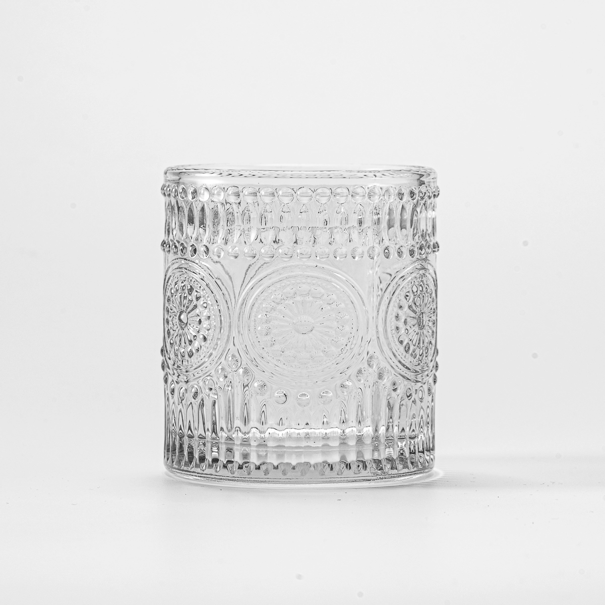 Custom vintage relief clear glass candle jar for home decor