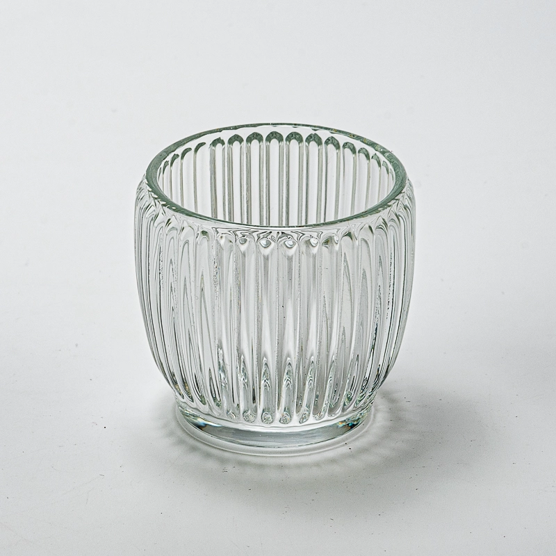 Wholesale 6oz clear ribbed glass candle container