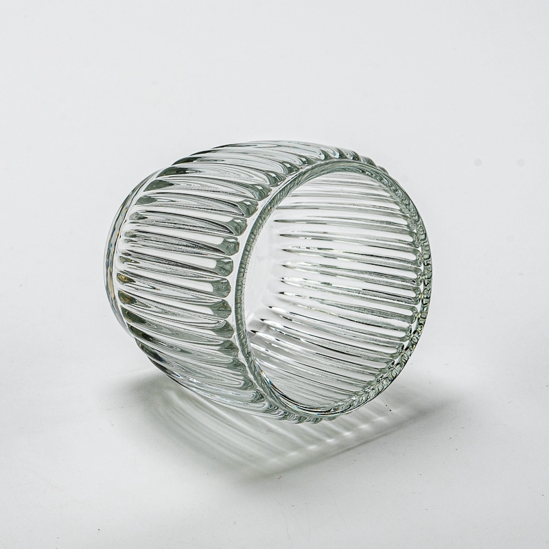 Wholesale 6oz clear ribbed glass candle container