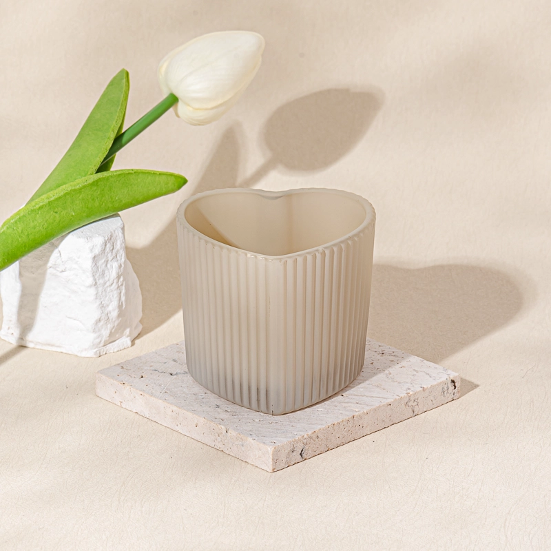 Heart Shape Frosted glass candle vessel votive candle jar Heart Shape Frosted glass candle vessel votive candle jar