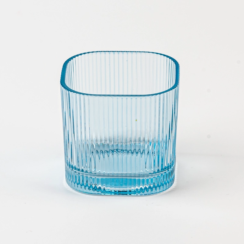 home decor blue votive glass candle jar
