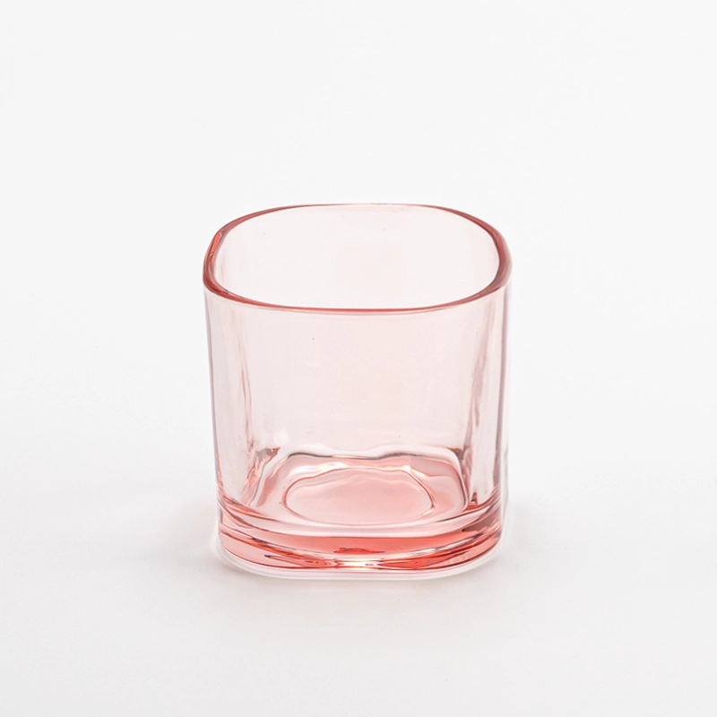 pink square small glass candle jar pink square small glass candle jar