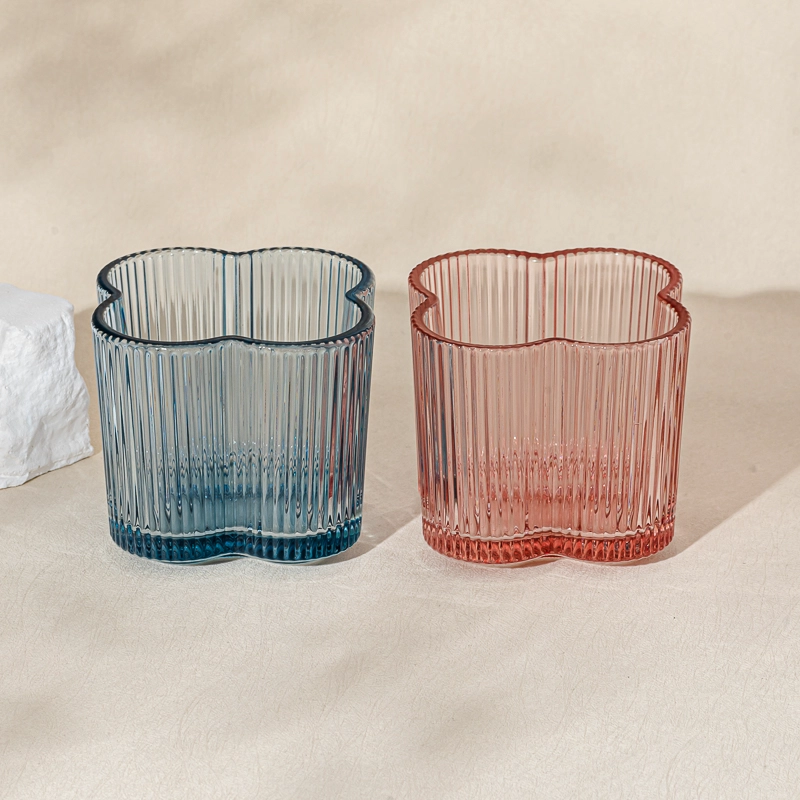 Wholesale 8oz 10oz transparent blue glass candle vessel