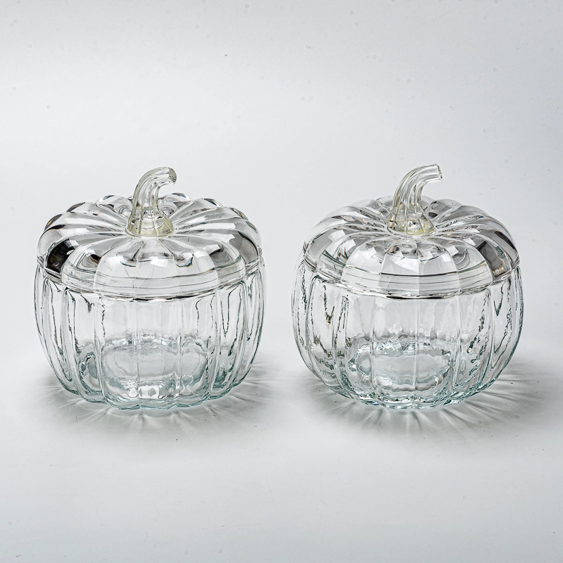 Large Pumpkin Glass Cande Jar With Lids 900ml Large Pumpkin Glass Candle Vessels