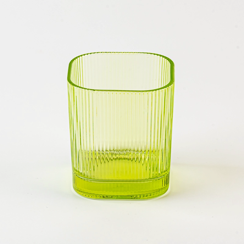 300ml square shape stripe glass candle vessel with home decor