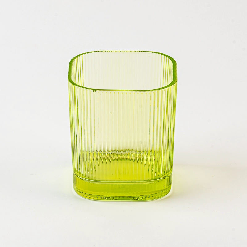 300ml square shape stripe glass candle vessel with home decor
