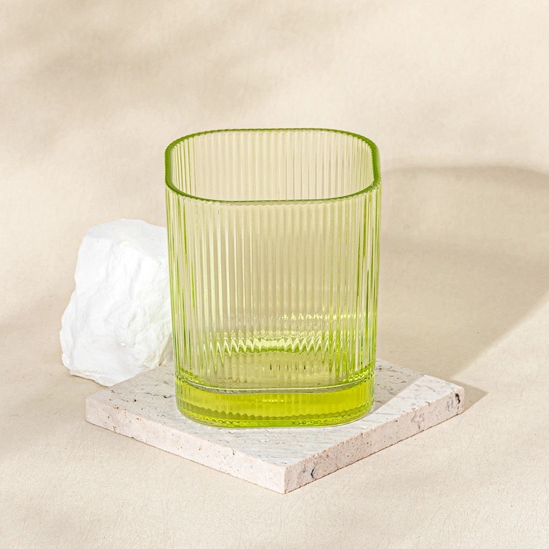 300ml square shape stripe glass candle vessel with home decor