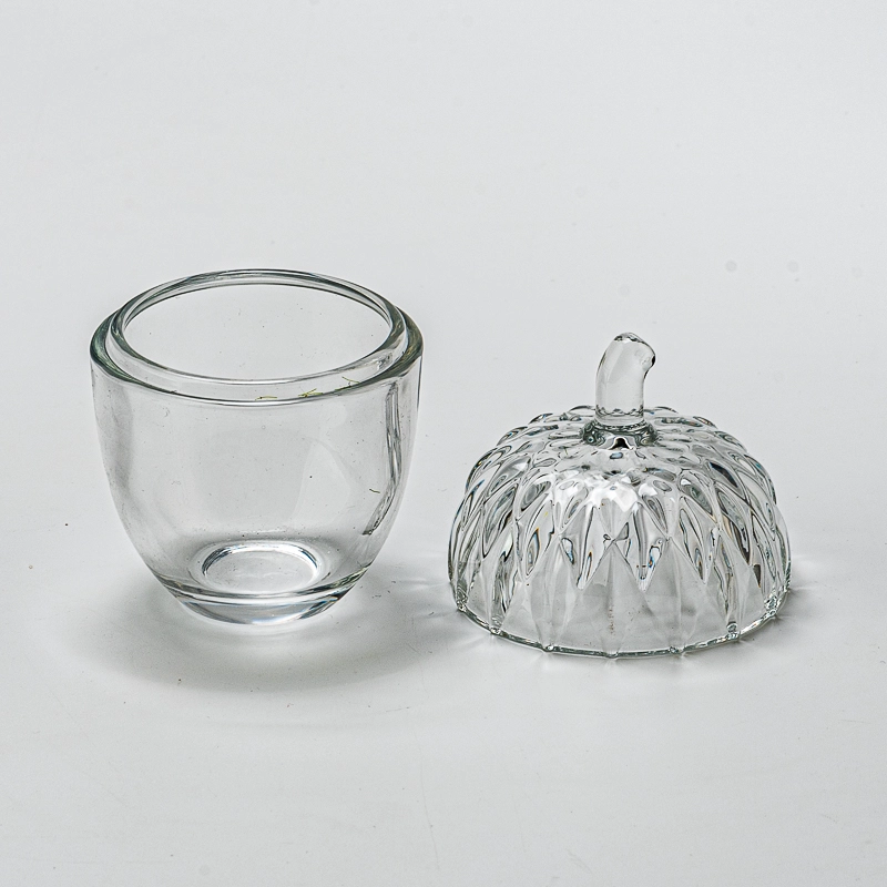 Home Decor Transparent Acorn Glass Jar Candle Vessel with Lid