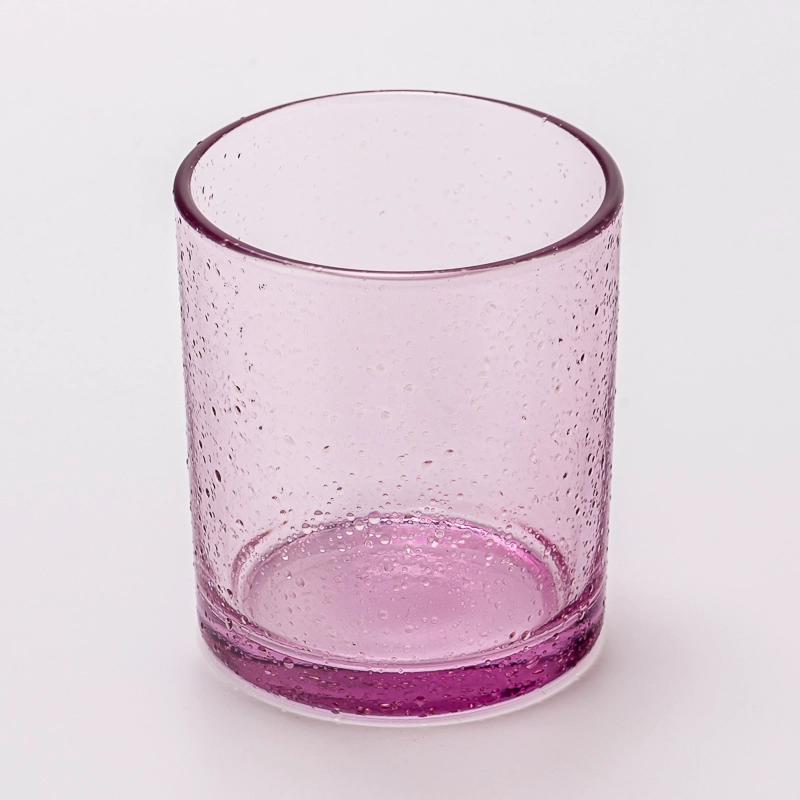 300ml purple glass candle container with water drop decor